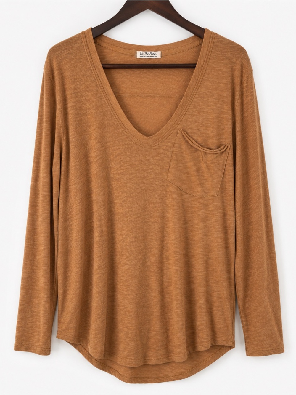 Free People We The Free Long Sleeve Top M Brown Slouchy Pocket NWT
